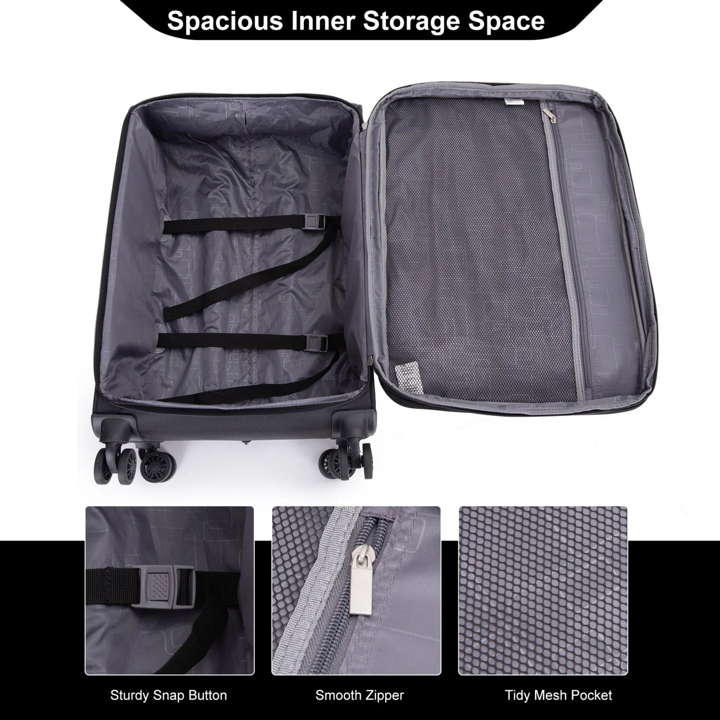Lightweight Softside Luggage Set with Spinner Wheels