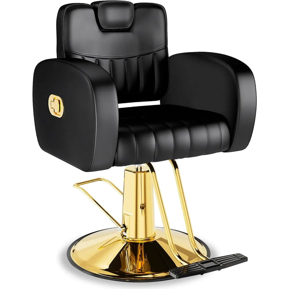 Heavy-Duty Reclining Barber Chair with Steel Frame
