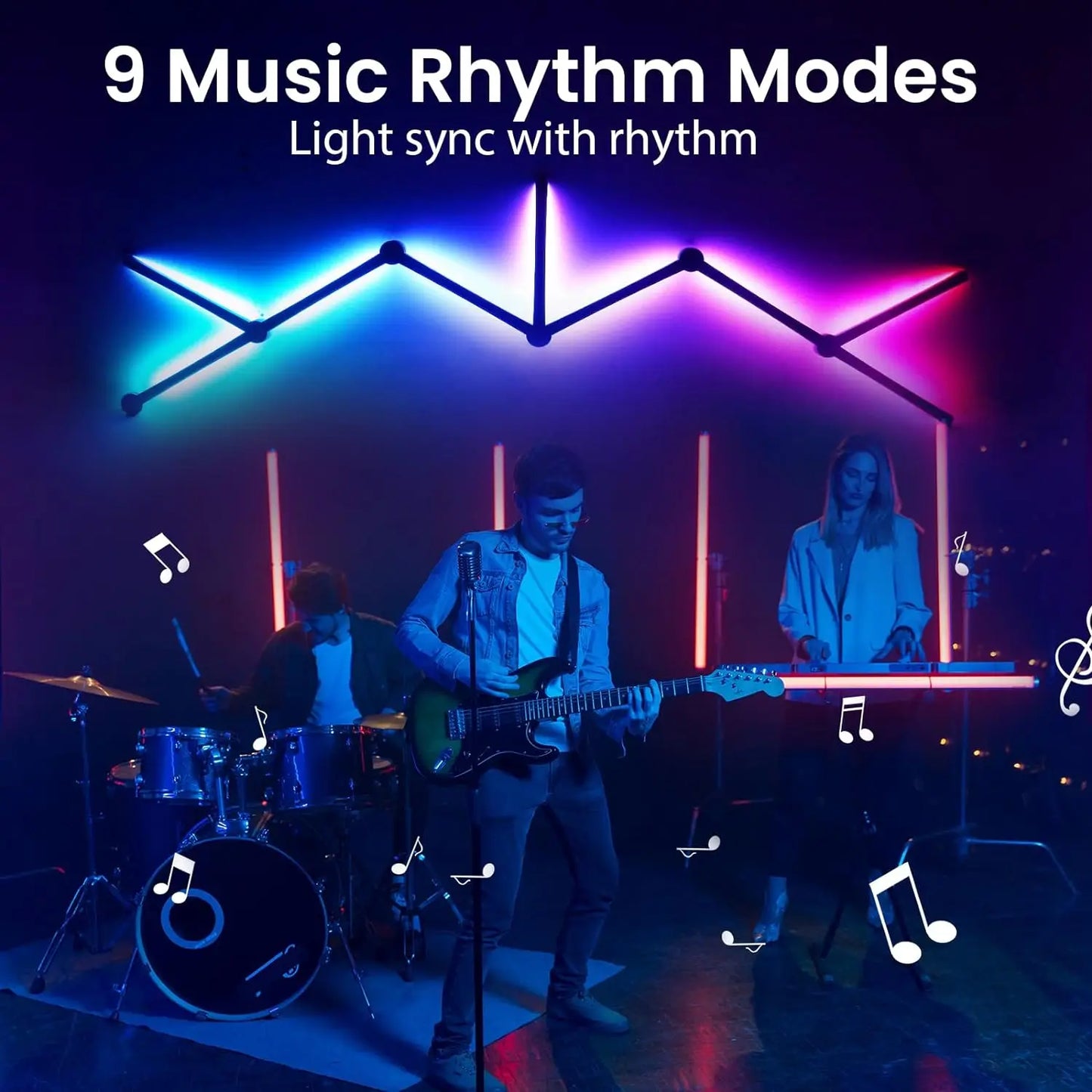 Mexllex RGB Smart LED Wall Light Bars with Music Sync and App Control