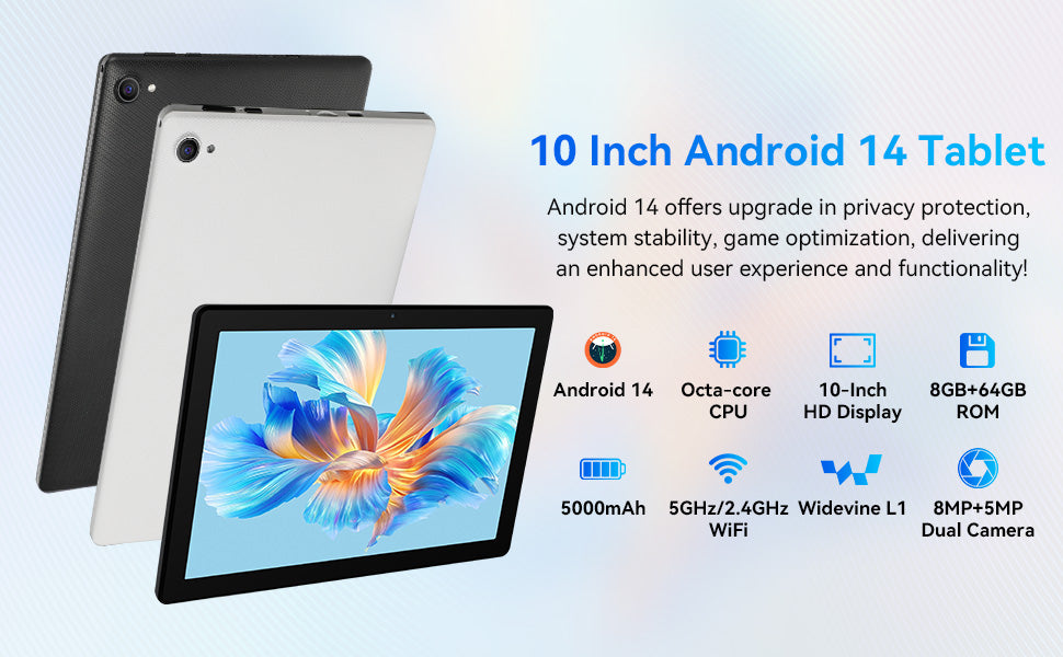 Android 14 Tablet 10 Inch Octa Core 10GB RAM 64GB Storage