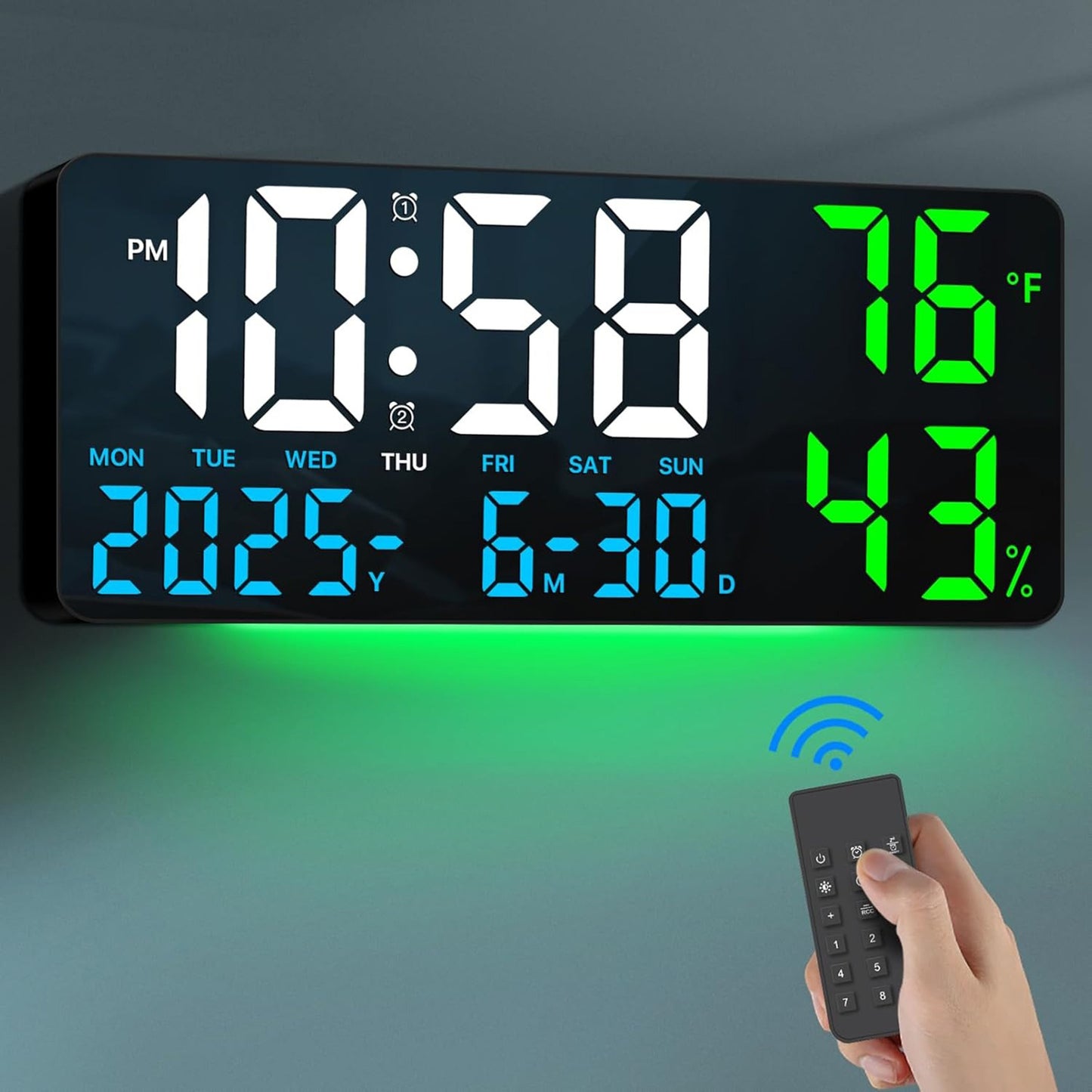 Large LED Digital Wall Clock with Remote Control