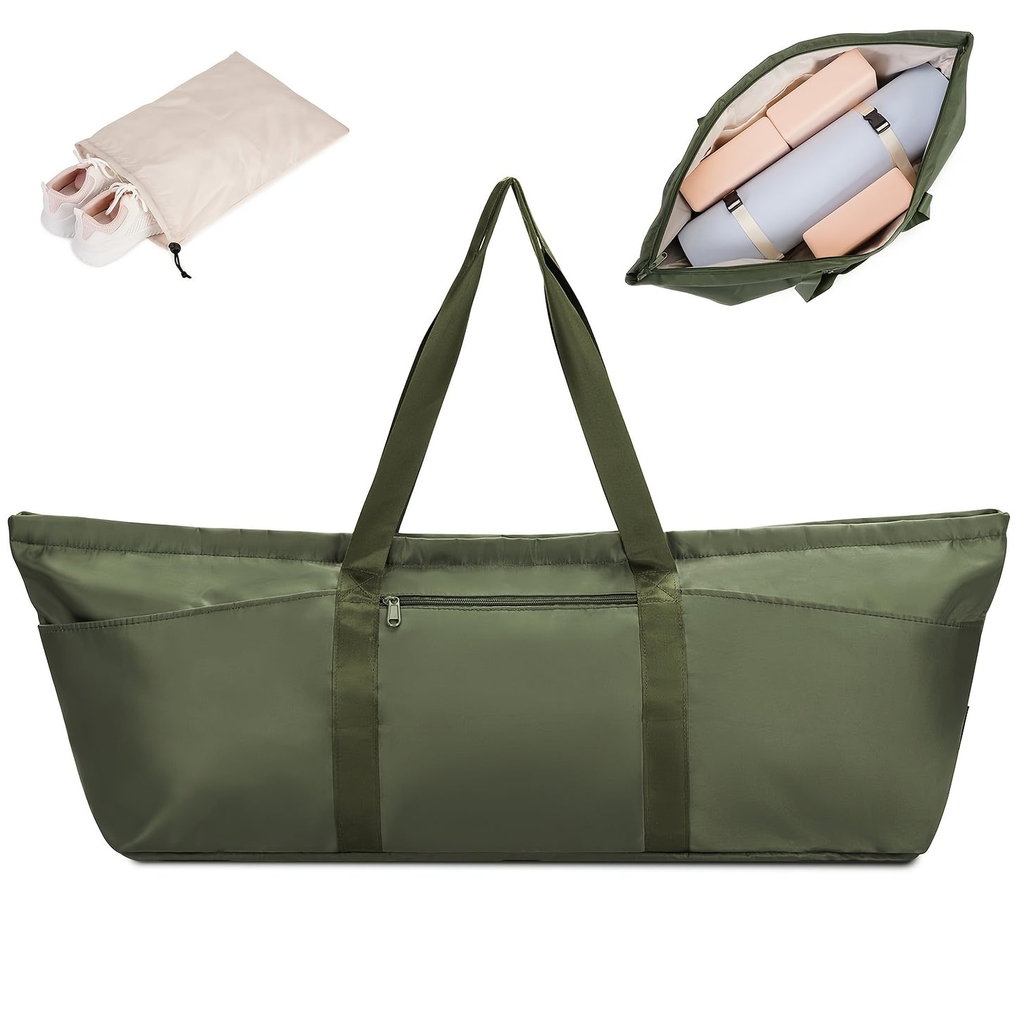 Yoga Mat Bag with Shoe Compartment and Adjustable Straps