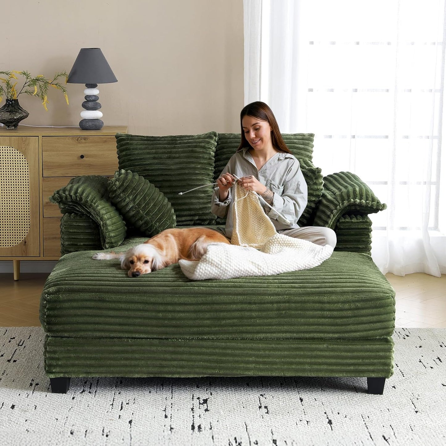 Oversized Upholstered Recliner Sleeper Chair Bed