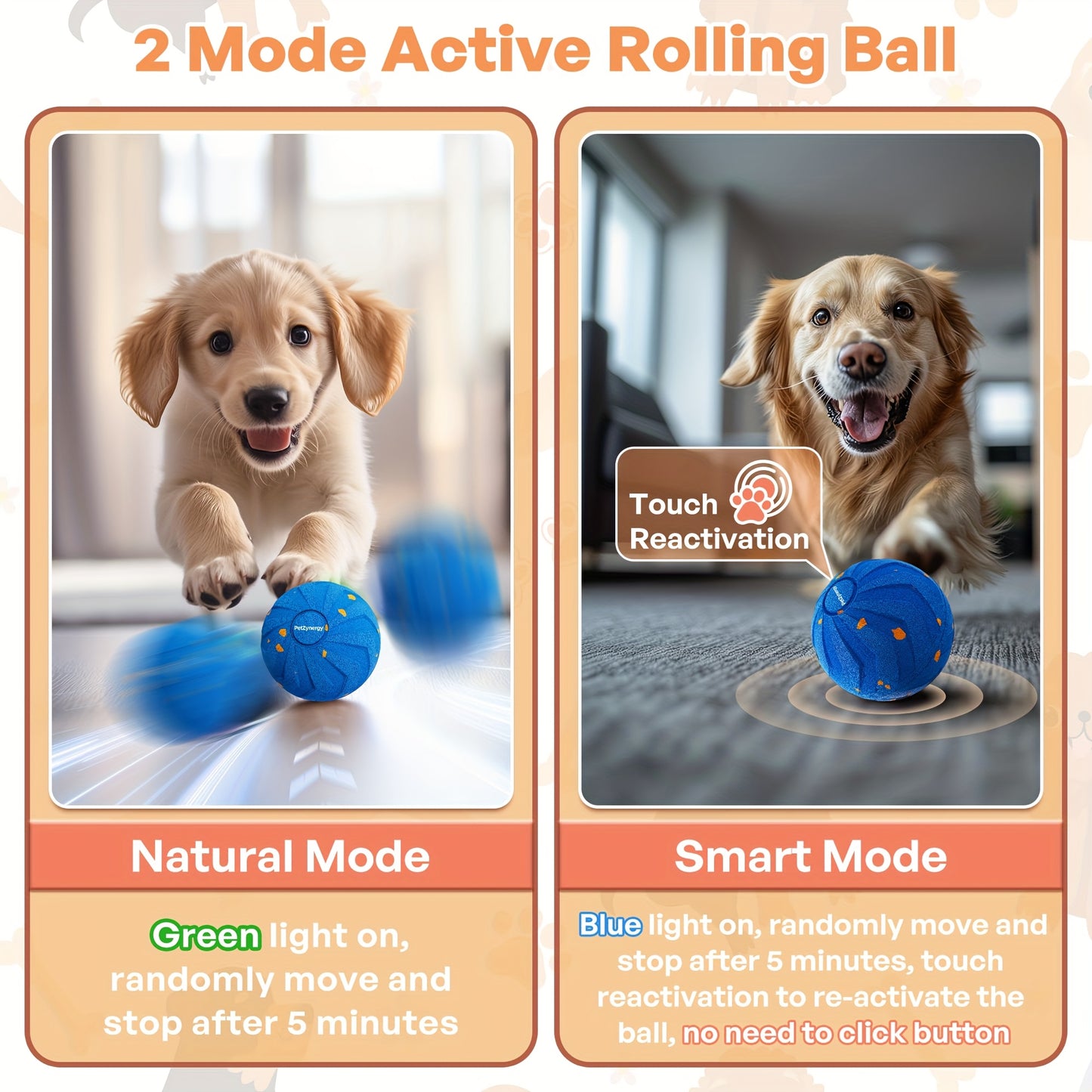 Smart Interactive Dog Ball with Automatic Bounce and Rotation