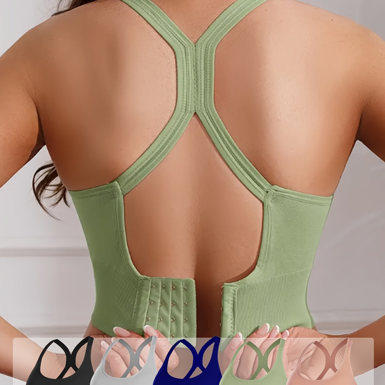 Womens 5 Piece X Back Sports Bras with Removable Pads