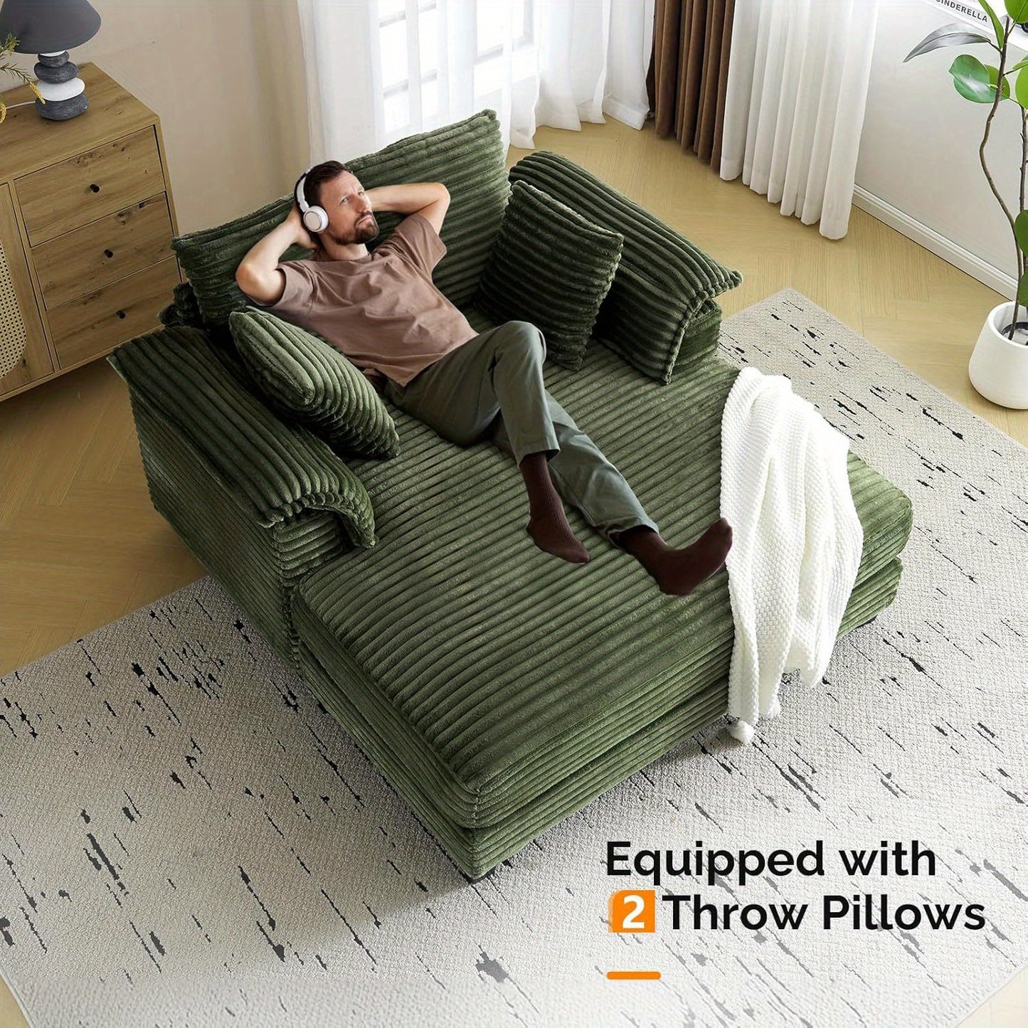 Oversized Upholstered Recliner Sleeper Chair Bed