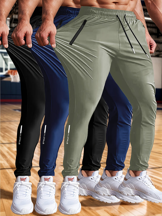 Mens 3 Piece High Stretch Athletic Joggers Set