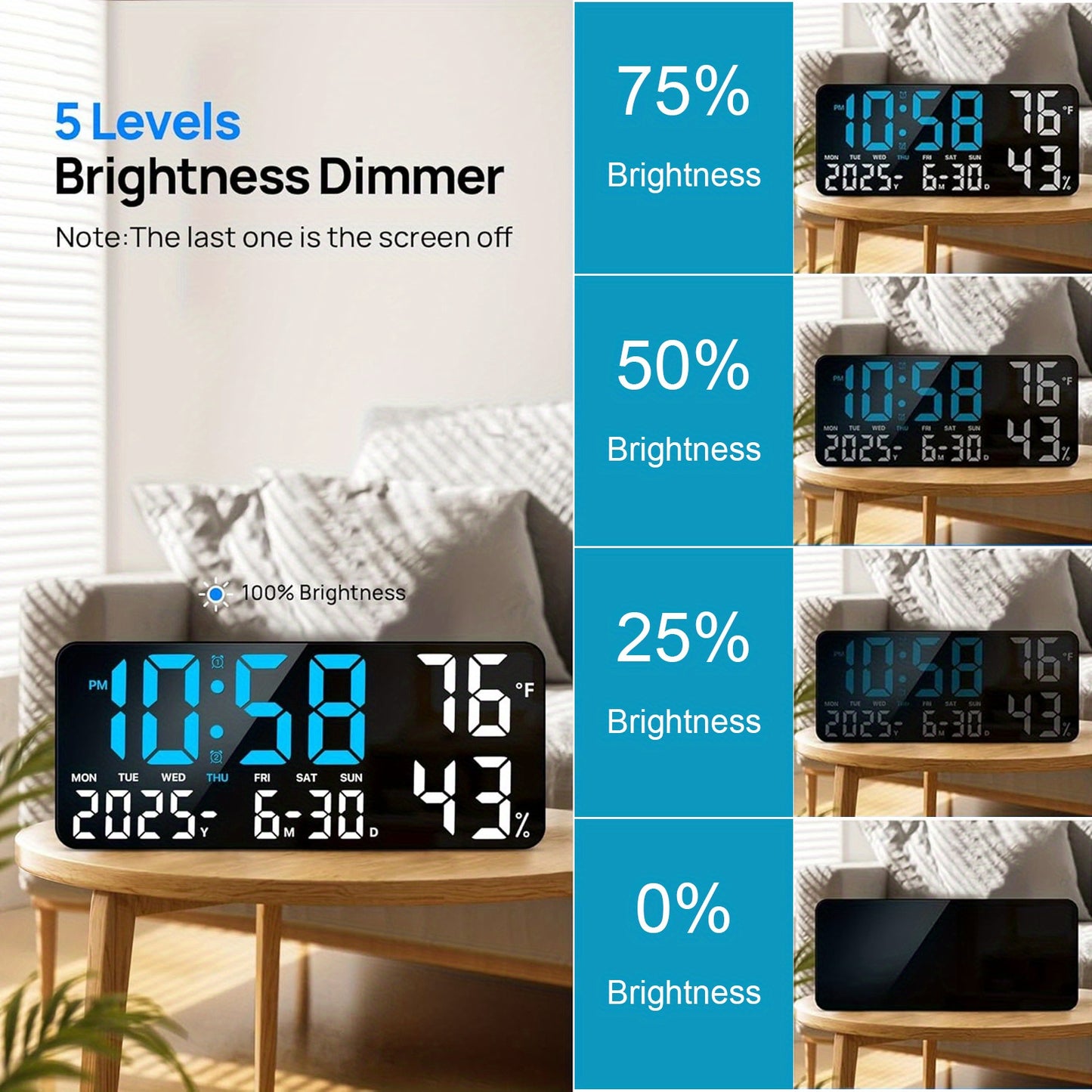 Large LED Digital Wall Clock with Remote Control