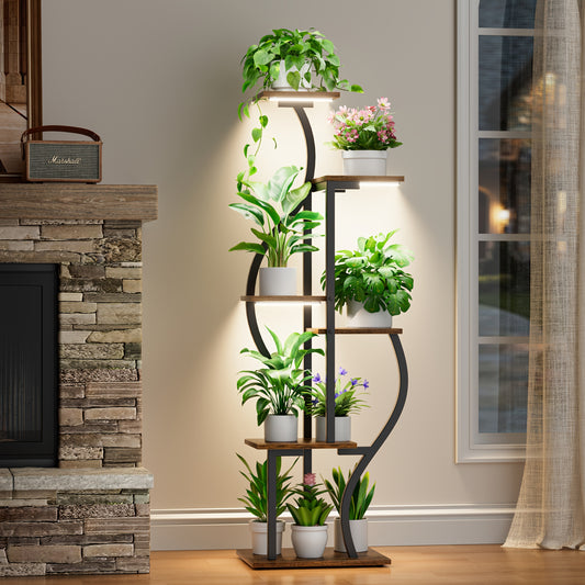 Indoor Metal Plant Stand with Grow Lights 6 Tier